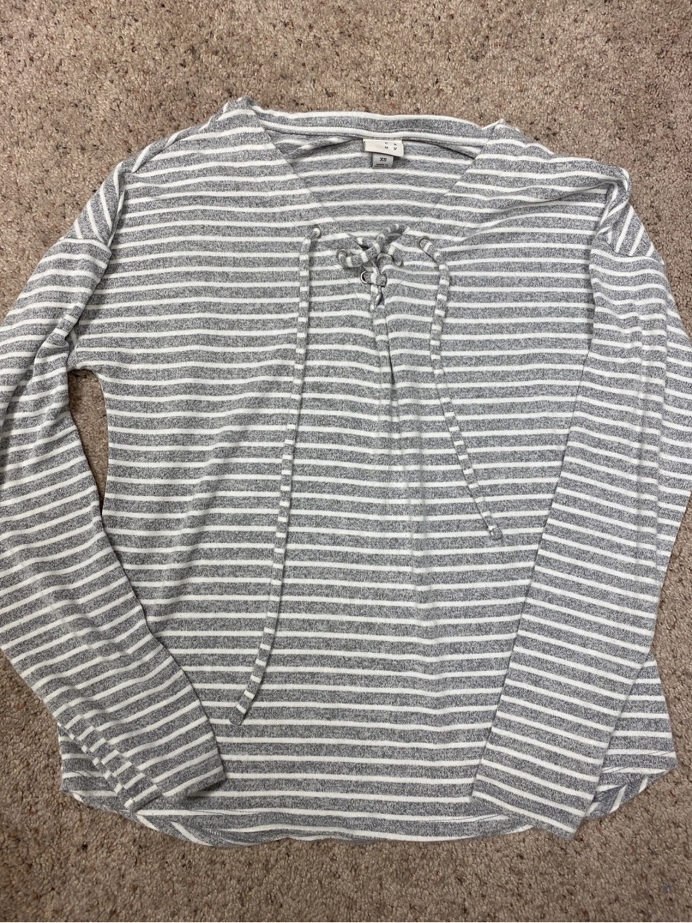 A New Day Target Women's Knit Top Long Sleeve Gray White Striped